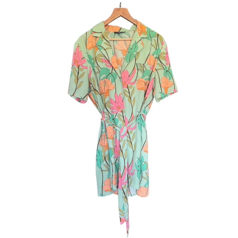 Lulu's Peach and Mint Floral Dress